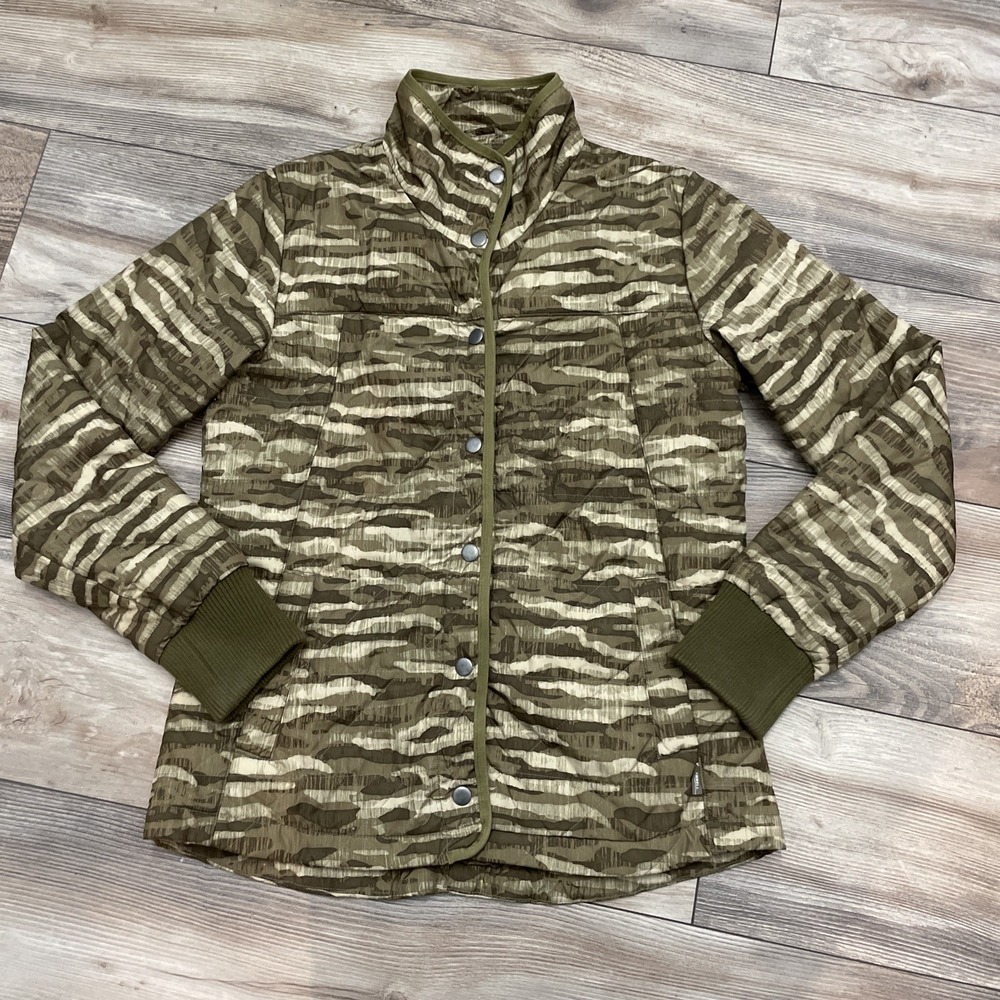 Merrell Puffer Jacket Women's Sz M Camo PrimaLoft Lightweight Packable Button Up